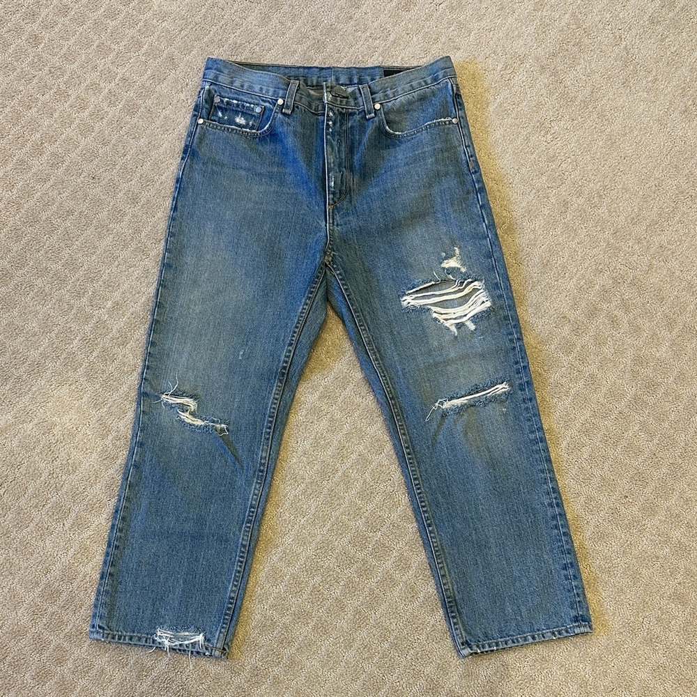 rag & bone Relaxed Blue Distressed Jeans Boyfriend crop